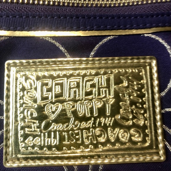 Coach Poppy Purple/Gold Tote Sz (L) - Picture 4 of 16